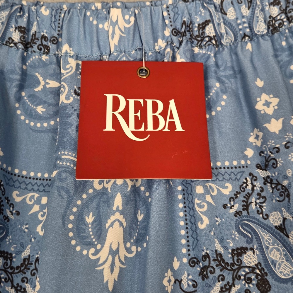 Reba NEW Women 6 Tiered Maxi Skirt Blue Bandana Paisley Lyocell Coastal Cowgirl - Picture 3 of 6